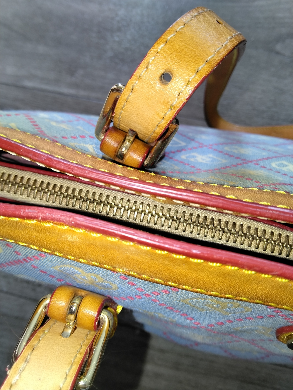 Dooney & Bourke Light Blue Logo Tote with Tan Leather Trim - Picture 7 of 15